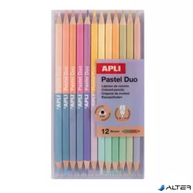   Színes ceruza készlet, kétvégű, háromszögletű, APLI "Pastel Duo", 24 különböző pasztel  szín