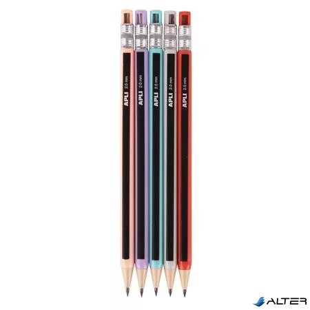 Töltőceruza display, mechanikus, 2 mm, hegyezővel, ceruzahatású, APLI, vegyes színekben, 25 db