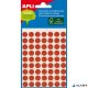 Etikett, 8 mm kör, kézzel írható, színes, APLI, piros, 288 etikett/csomag