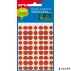 Etikett, 8 mm kör, kézzel írható, színes, APLI, piros, 288 etikett/csomag