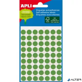   Etikett, 8 mm kör, kézzel írható, színes, APLI, zöld, 288 etikett/csomag