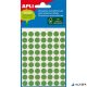 Etikett, 8 mm kör, kézzel írható, színes, APLI, zöld, 288 etikett/csomag