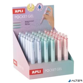   Mini zseléstoll display, 0,5 mm, nyomógombos, APLI 'Pocket Gel', vegyes pasztell színek
