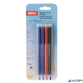   Zseléstoll, 0,5 mm, nyomógombos, radírozható, APLI 'Erasable', vegyes színek