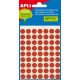 Etikett, 10 mm kör, kézzel írható, színes, APLI, piros, 315 etikett/csomag