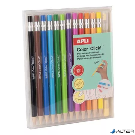 Színes töltőceruza készlet, APLI "Color Click", 12 különböző szín