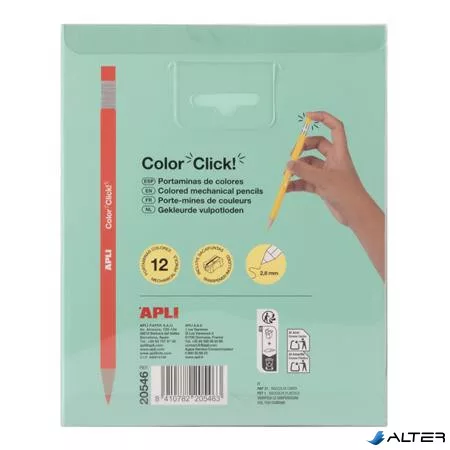Színes töltőceruza készlet, APLI "Color Click", 12 különböző szín