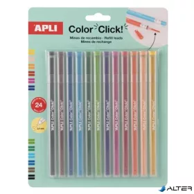   Utántöltő színes töltőceruza készlethez, APLI "Color Click", 24 db, 12 szín