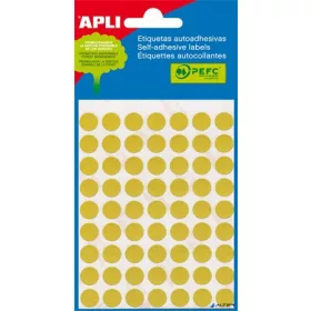   Etikett, 13 mm kör, kézzel írható, színes, APLI, sárga, 175 etikett/csomag