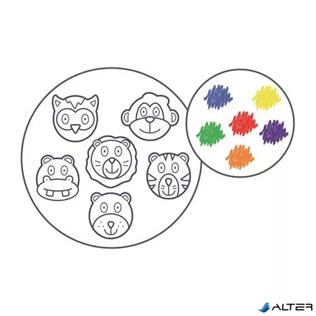 Zsírkréta, állat formájú, APLI Kids "Paint & fun", 6 különböző szín