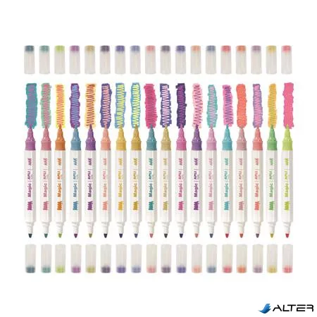 Filctoll készlet, kétvégű, kimosható, APLI Kids "Magic", 18 különböző szín