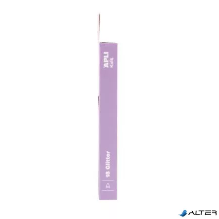 Filctoll készlet, 4,8 mm, kimosható, csillámos, APLI Kids "Glitter", 18 különböző szín