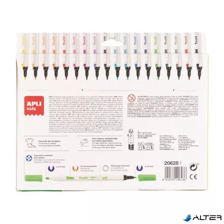 Textilfilc, 2,5-4,2 mm, kétvégű, APLI Kids "Textile", 18 különböző szín