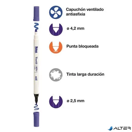 Textilfilc, 2,5-4,2 mm, kétvégű, APLI Kids "Textile", 18 különböző szín