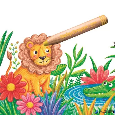 Színes ceruza készlet, vastag, hegyezővel, 3 az 1-ben, APLI Kids "Baby Crayon", 6 különböző szín