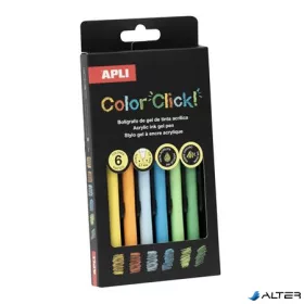   Zseléstoll, akril tintával, 0,7 mm, nyomógombos, APLI "Color Click", őszi színek, 6 különböző szín