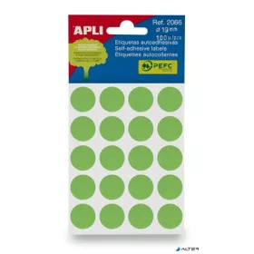   Etikett, 19 mm kör, kézzel írható, színes, APLI, zöld 100 etikett/csomag