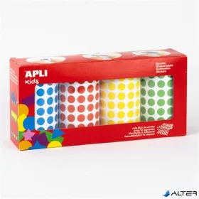   Kerek matricák, 10,5 mm, APLI Kids 'Stickers', 4 tekercs, vegyes színek