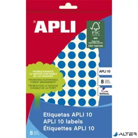   Etikett, 10 mm kör, kézzel írható, színes, APLI, kék, 1008 etikett/csomag