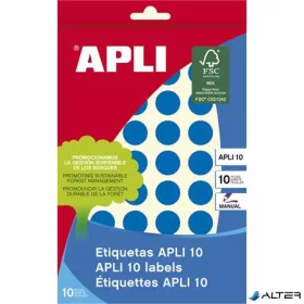   Etikett, 16 mm kör, kézzel írható, színes, APLI, kék, 432 etikett/csomag