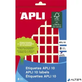   Etikett, 12x18 mm, kézzel írható, színes, kerekített sarkú, APLI, piros, 448 etikett/csomag