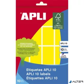   Etikett, 25x40 mm, kézzel írható, színes, kerekített sarkú, APLI, sárga, 128 etikett/csomag