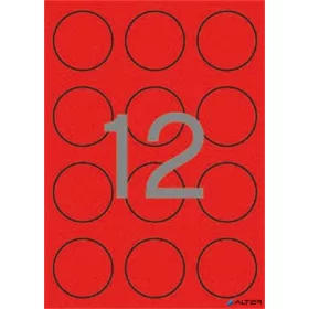   Etikett, 60 mm kör, színes, APLI, neon piros, 240 etikett/csomag