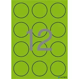   Etikett, 60 mm kör, színes, APLI, neon zöld, 240 etikett/csomag