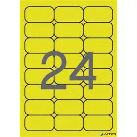  Etikett, 64x33,9 mm, színes, kerekített sarkú, APLI, neon sárga, 480 etikett/csomag