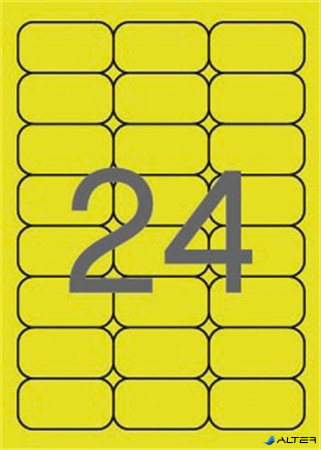 Etikett, 64x33,9 mm, színes, kerekített sarkú, APLI, neon sárga, 480 etikett/csomag
