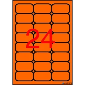   Etikett, 64x33,9 mm, színes, kerekített sarkú, APLI, neon narancs, 480 etikett/csomag