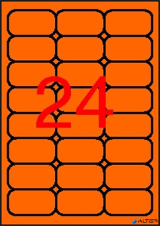 Etikett, 64x33,9 mm, színes, kerekített sarkú, APLI, neon narancs, 480 etikett/csomag