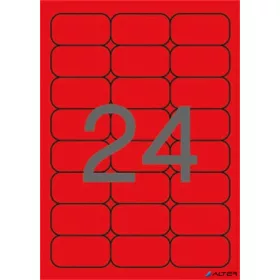   Etikett, 64x33,9 mm, színes, kerekített sarkú, APLI, neon piros, 480 etikett/csomag