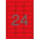 Etikett, 64x33,9 mm, színes, kerekített sarkú, APLI, neon piros, 480 etikett/csomag