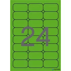   Etikett, 64x33,9 mm, színes, kerekített sarkú, APLI, neon zöld, 480 etikett/csomag