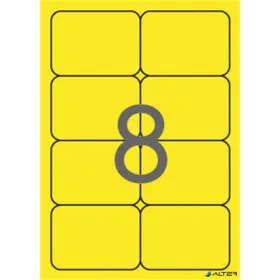   Etikett, 99,1x67,7 mm, színes, kerekített sarkú, APLI, neon sárga, 160 etikett/csomag