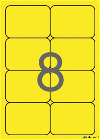 Etikett, 99,1x67,7 mm, színes, kerekített sarkú, APLI, neon sárga, 160 etikett/csomag