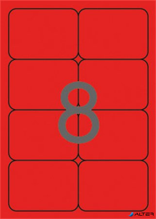 Etikett, 99,1x67,7 mm, színes, kerekített sarkú, APLI, neon piros, 160 etikett/csomag