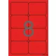 Etikett, 99,1x67,7 mm, színes, kerekített sarkú, APLI, neon piros, 160 etikett/csomag