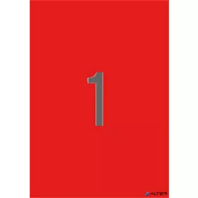   Etikett, 210x297 mm, színes, APLI, neon piros, 20 etikett/csomag