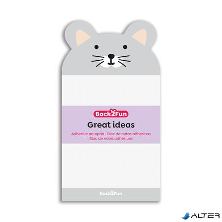 Egérkés öntapadó jegyzettömb, 90×165 mm, 60 lap, APLI Back2Fun, szürke