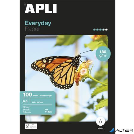 Fotópapír, tintasugaras, A4, 180 g, fényes, APLI "Everyday"