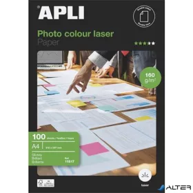   Fotópapír, lézer, A4, 160 g, fényes, kétoldalas, APLI "Premium Laser"