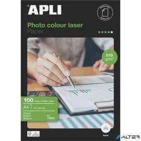   Fotópapír, lézer, A4, 210 g, fényes, kétoldalas, APLI 'Premium Laser'