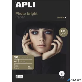   Fotópapír, tintasugaras, A4, 200 g, fényes, APLI "Photo bright"