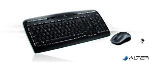 Egér- és billentyűzet készlet, vezeték nélküli, USB, HUN, LOGITECH "MK330", fekete