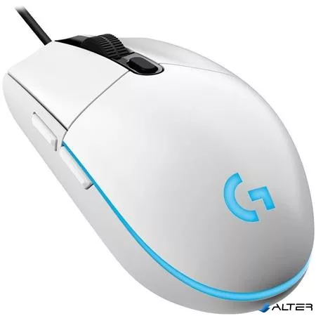 Egér, vezetékes, optikai, USB, gaming, LOGITECH, "G102 Prodigy", fehér