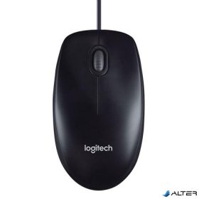   Egér, vezetékes, optikai, normál méret, USB, LOGITECH "M100", fekete