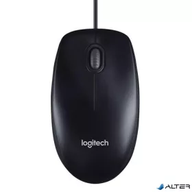   Egér, vezetékes, optikai, normál méret, USB, LOGITECH 'M100', fekete