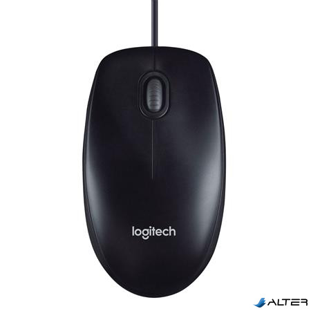 Egér, vezetékes, optikai, normál méret, USB, LOGITECH "M100", fekete